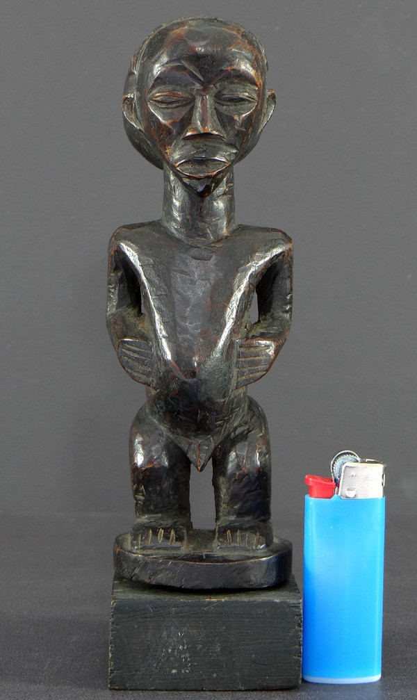 Repubblica Democratica Del Congo, Popolo Luba, Anni '60, Figura Di Antenato In Legno Intagliato.