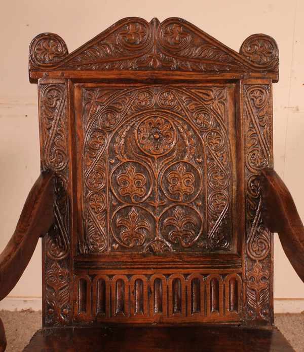 Poltrona giuntata in quercia Carlo I - Inizio XVII secolo