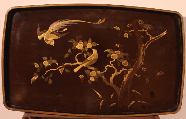 Servante En Bois Laqué à Décor Asiatique- 19° Siècle
