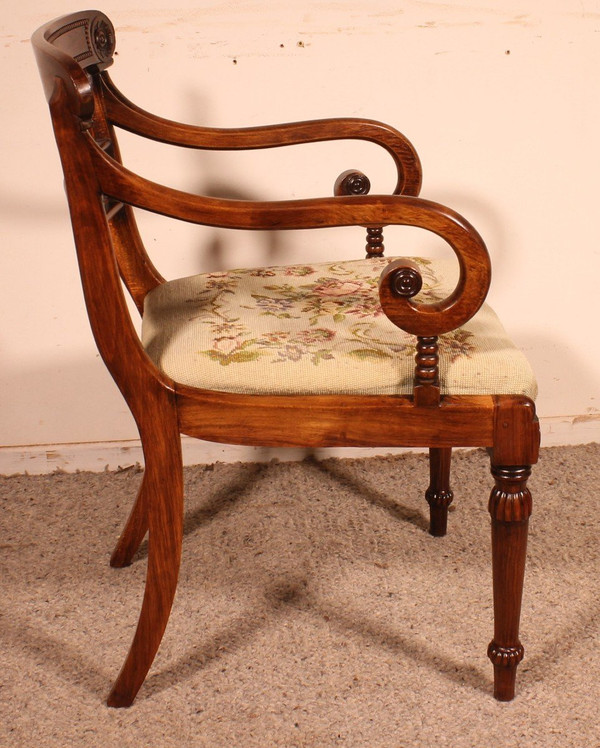 Poltrona da ufficio in palissandro Periodo Regency 1810 circa