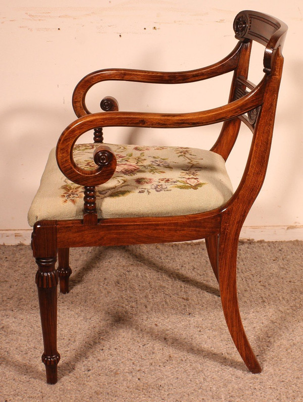 Poltrona da ufficio in palissandro Periodo Regency 1810 circa