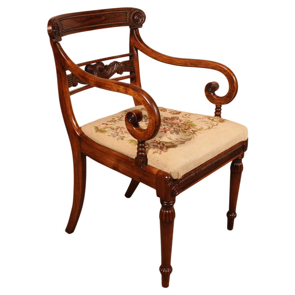 Poltrona da ufficio in palissandro Periodo Regency 1810 circa