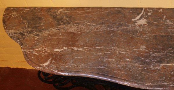 Grande Consolle In Ferro Battuto E Marmo - XIX Secolo