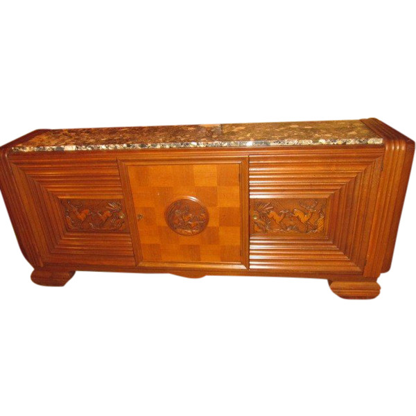 Art-Deco-Sideboard mit 3 Türen, Jagddekor