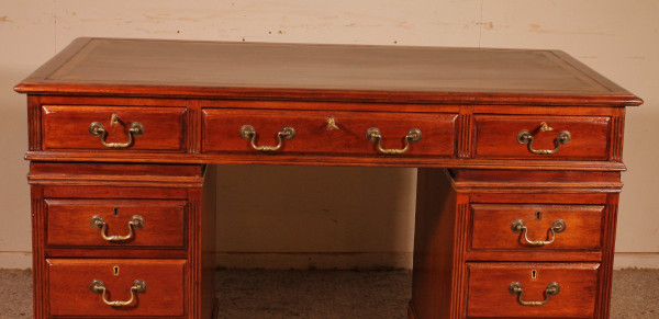 Petit Bureau à Caissons En Acajou 19° Siècle