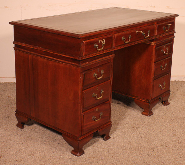 Petit Bureau à Caissons En Acajou 19° Siècle