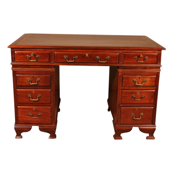 Petit Bureau à Caissons En Acajou 19° Siècle