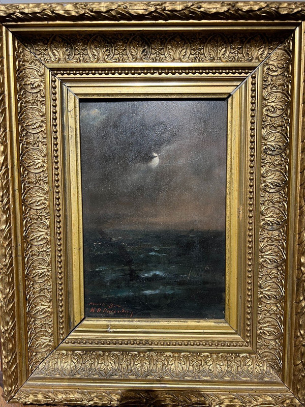 Scuola Francese Della Fine Del XIX Secolo - Marine Au Clair De Lune - Firmato