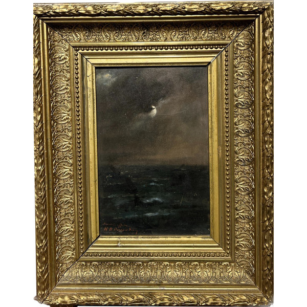Scuola Francese Della Fine Del XIX Secolo - Marine Au Clair De Lune - Firmato