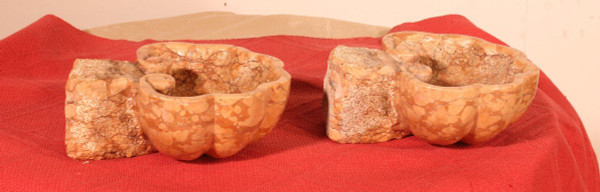 Pair Of Marble Fonts - 19th Century