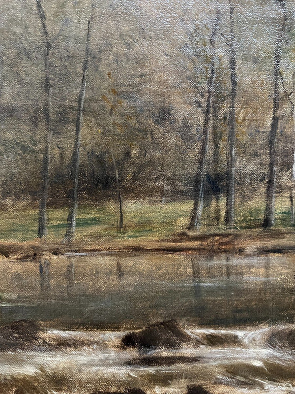 Ernest Joseph Laurent (1859-1929) - Impressionist Landscape At The River And At The Pole, 1885