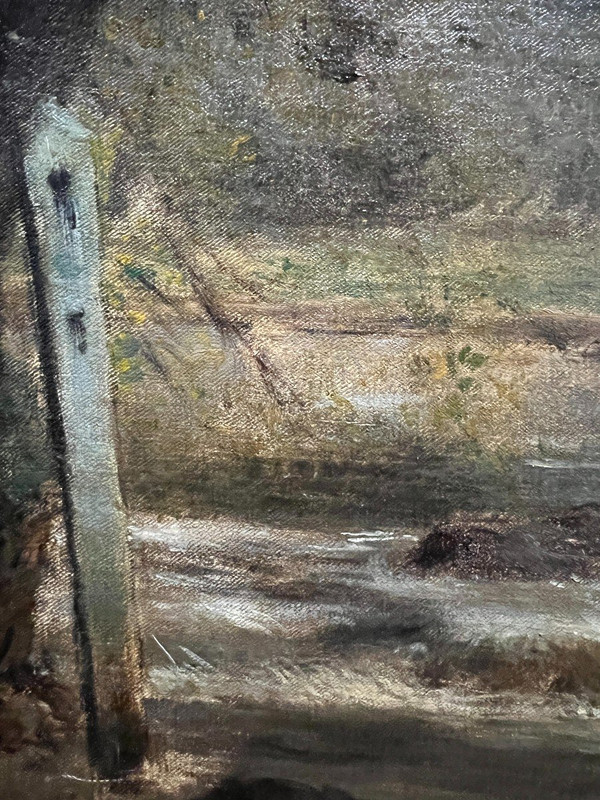Ernest Joseph Laurent (1859-1929) - Impressionist Landscape At The River And At The Pole, 1885