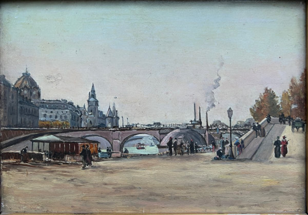 Scuola francese intorno al 1890 - Quays a Parigi