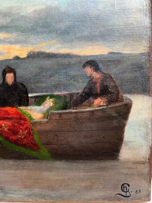 Scuola francese del XIX secolo - La morte di un re, 1885 Monogrammato