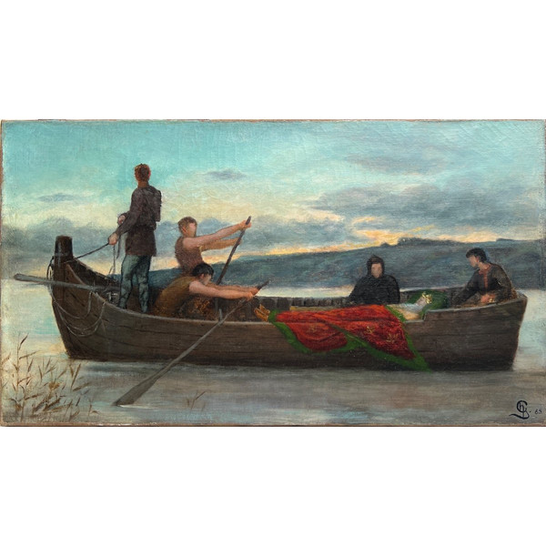 Scuola francese del XIX secolo - La morte di un re, 1885 Monogrammato