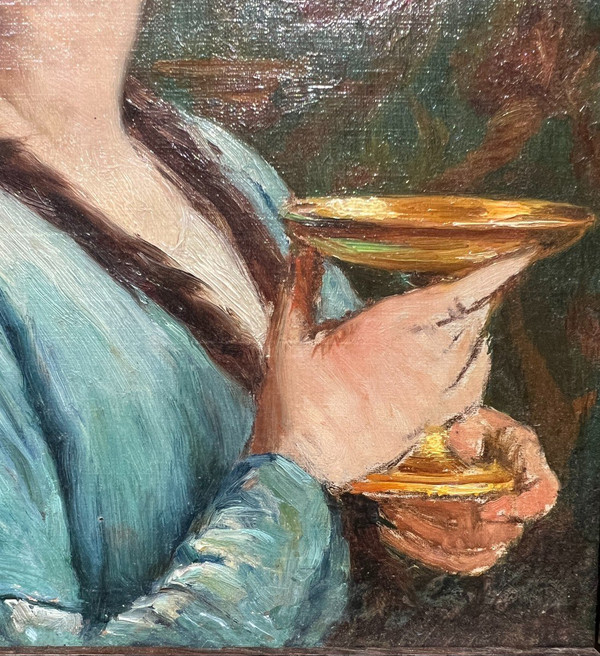 Eugène Deully (1860-1933) - Donna di profilo con calice, 1890 circa