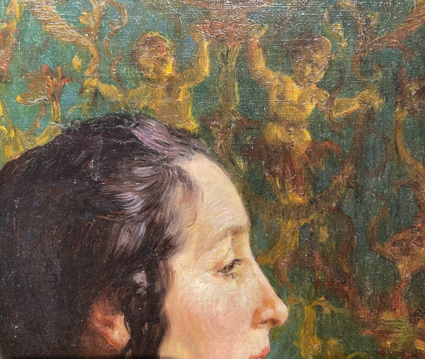 Eugène Deully (1860-1933) - Donna di profilo con calice, 1890 circa