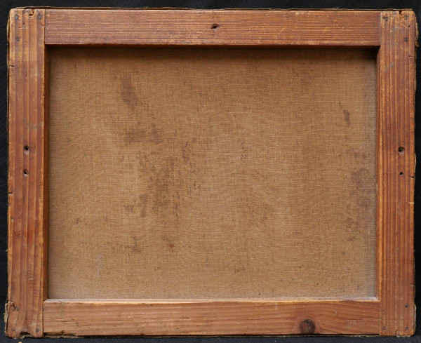 Laurent GALLIO, Bauernhof, Bäuerin und Hühner, Gemälde