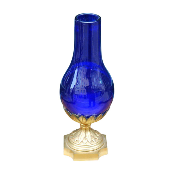 Vase En Verre Bleu Royal Du Creusot , époque Louis XVI