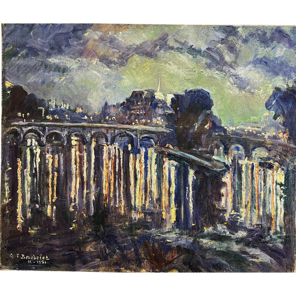 Gustave Francois Beaudelet (1893-1968) - Paris La Nuit, 1951