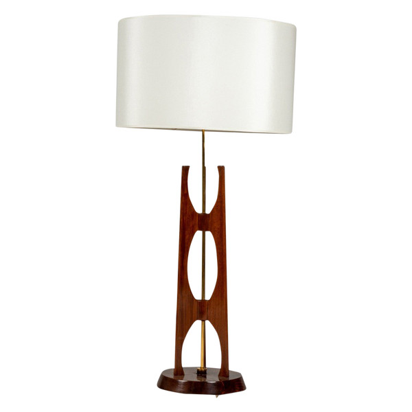 Lampe aus Teakholz und Messing, 1960er Jahre