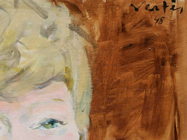 Marcel VERTÈS, Porträt einer jungen blonden Frau mit blauen Augen