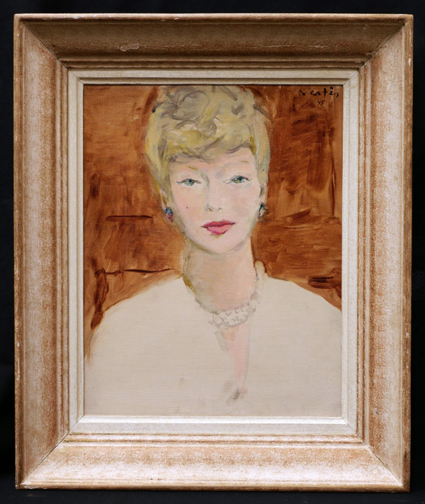 Marcel VERTÈS, Porträt einer jungen blonden Frau mit blauen Augen