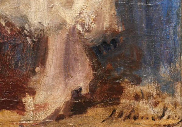 École FRANÇAISE circa 1900, Femme en robe blanche