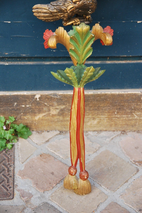 Element En Bois Sculpté Avec Aigle XIX