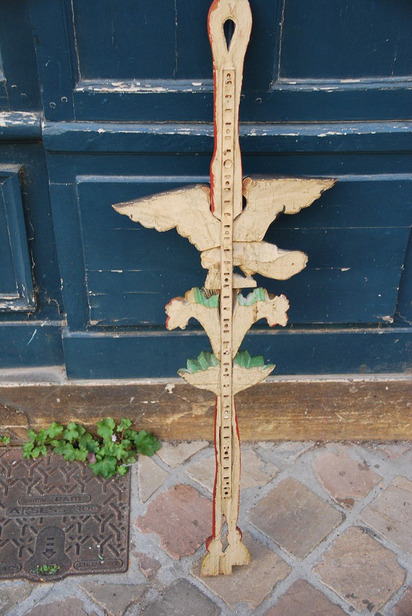 Element En Bois Sculpté Avec Aigle XIX