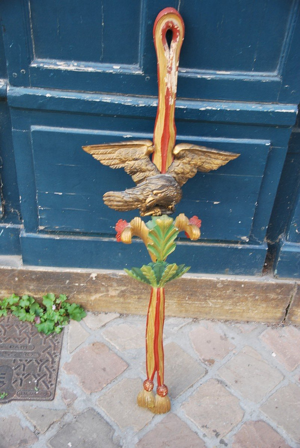 Element En Bois Sculpté Avec Aigle XIX