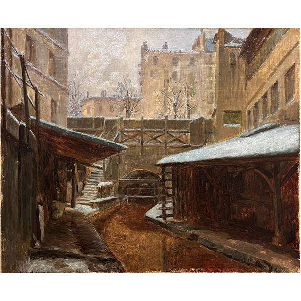 Scuola francese della fine del XIX secolo - Parigi, La Bièvre à Ciel Ouvert, 1885 ca.