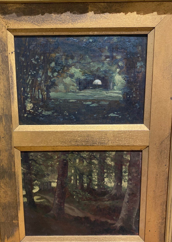 Ecole Française début 20eme : Zwei Waldlandschaften