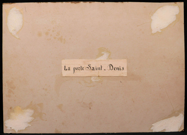 Jean DUMERSAN, Veduta animata davanti alla Porte Saint-Denis a Parigi