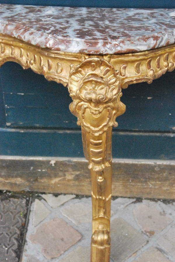 Console En Bois Doré à Un Pied D époque Regence XVIII