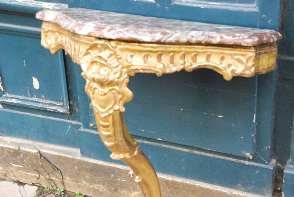 Console En Bois Doré à Un Pied D époque Regence XVIII