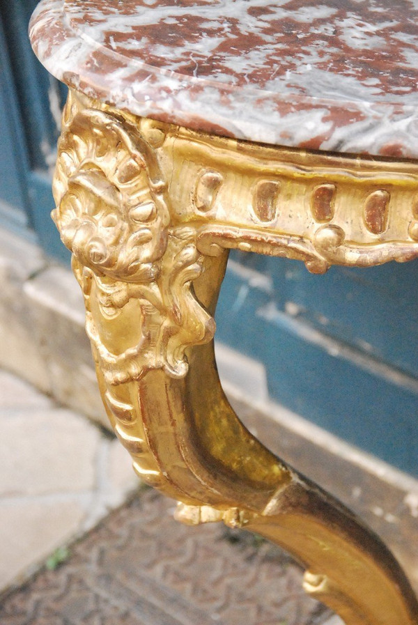 Console En Bois Doré à Un Pied D époque Regence XVIII