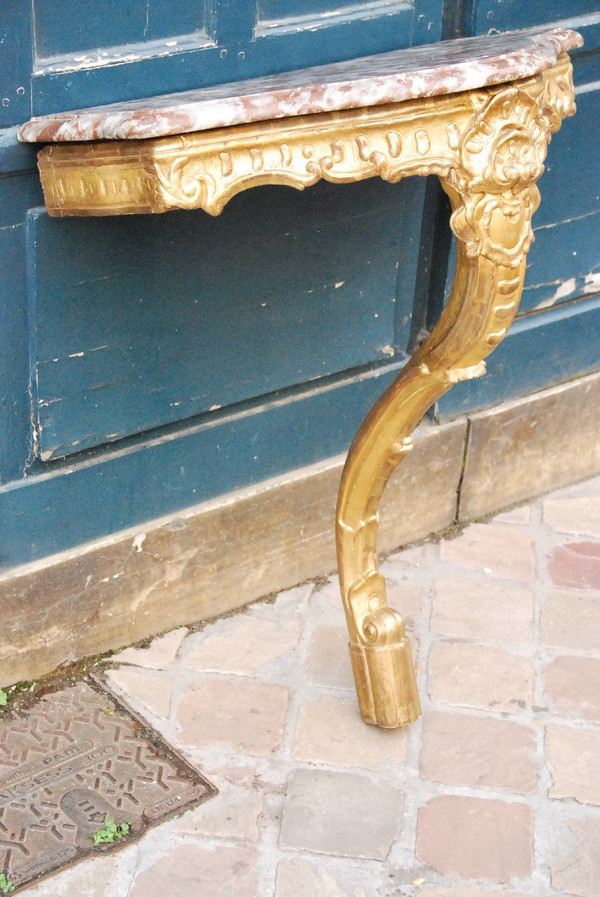 Console En Bois Doré à Un Pied D époque Regence XVIII