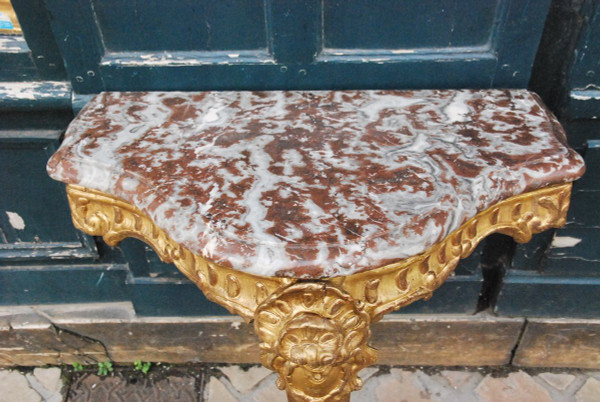 Console En Bois Doré à Un Pied D époque Regence XVIII