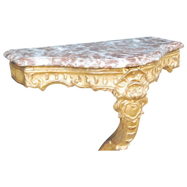 Console En Bois Doré à Un Pied D époque Regence XVIII