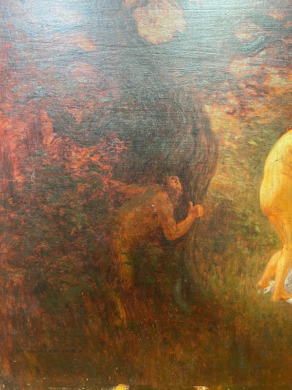 Sigismond Jeanès (1863-1939) - Indiskretion, Faun Und Nymphe, Circa 1900