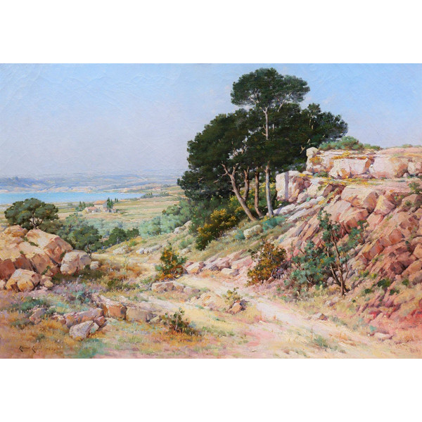 Édouard CAILLOL, Landscape by the sea in the vicinity of Marseille (large format)