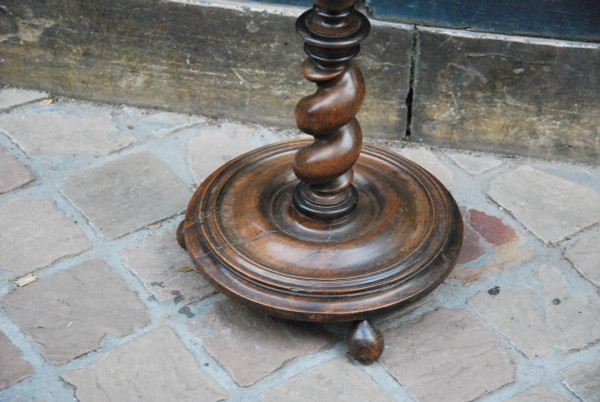 Bolster Or Torch Holder In Walnut Early 18th Century