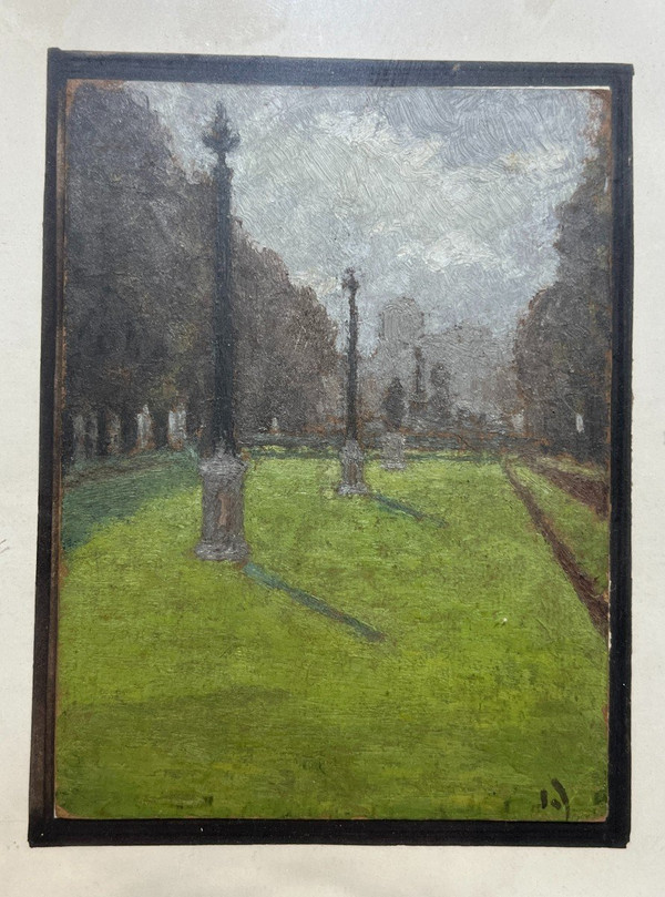 Französische Schule um 1900 - Pariser Garten, Monogramm A