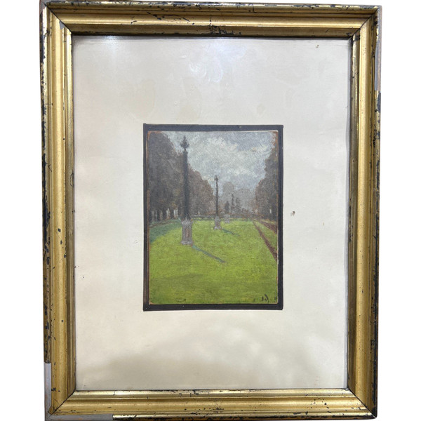 Französische Schule um 1900 - Pariser Garten, Monogramm A