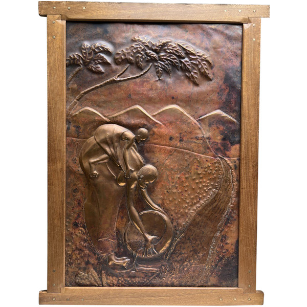 Ecole Française Du XXeme Siècle - Africanist Composition, Repoussé Copper - Dinanderie