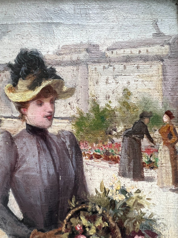 Ecole Française De La Fin Du 19ème Siècle - Paris, Elegante Bouquetière