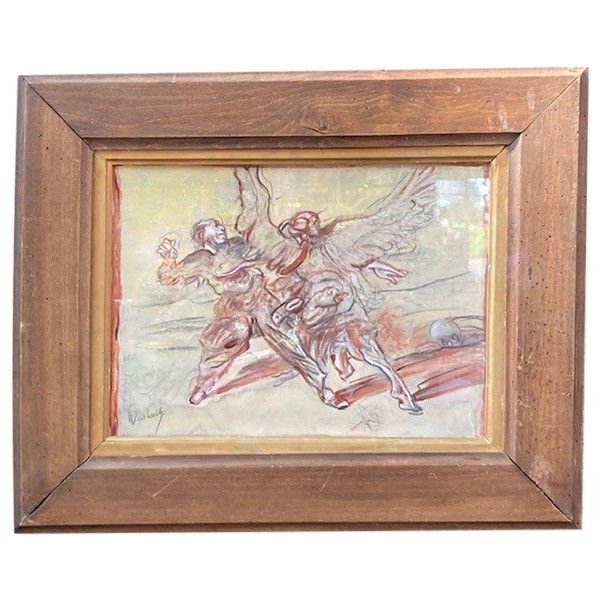 Claude Weisbuch (1927-2014) - Lutte Avec l'Ange Tricephale - Circa 1950