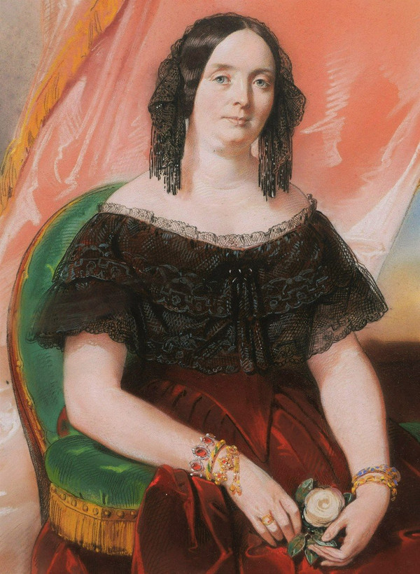 Eugène DEVERIA, Portrait de femme tenant une rose