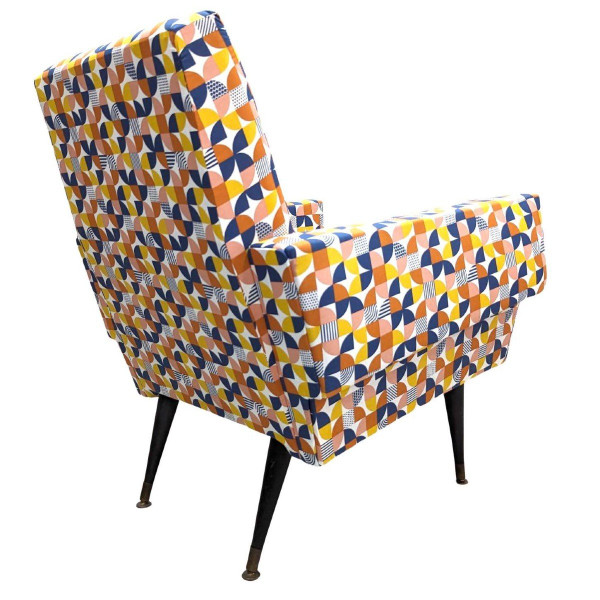 Fauteuil  Design 1950 Recouverts De Tissu Vintage